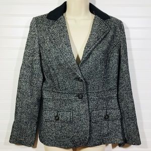 CAbi Gray Fox Hunt Tweed Herringbone Blazer EUC